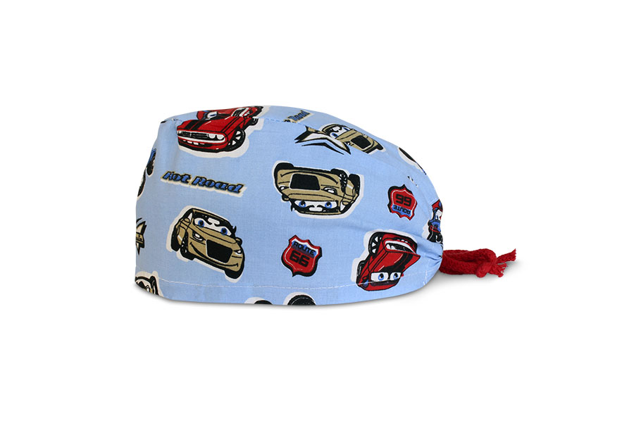 czepek medyczny #30C czepek medyczny #30C w samochody na niebieskim tle